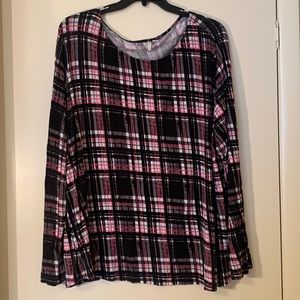 Cato 26/28 Long Sleeve Blouse Pink & Black Design